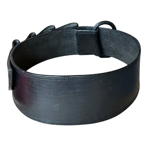 Flawless Claude Montana Black Leather Notched Belt - Picture 2 of 8